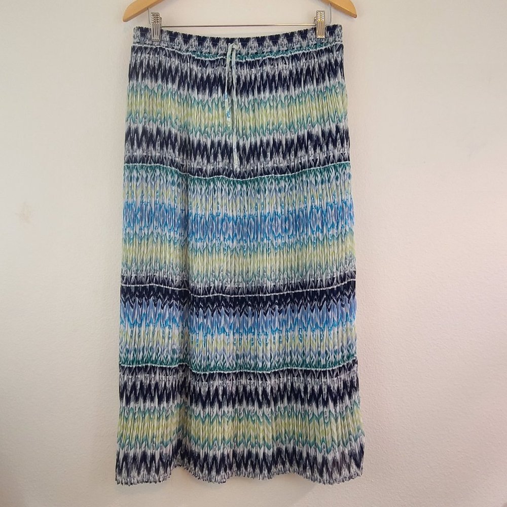 Alfred Dunner Womens Sz 14 Pleated Midi Skirt Boho Blue Green Casual Summer VTG - Picture 7 of 7